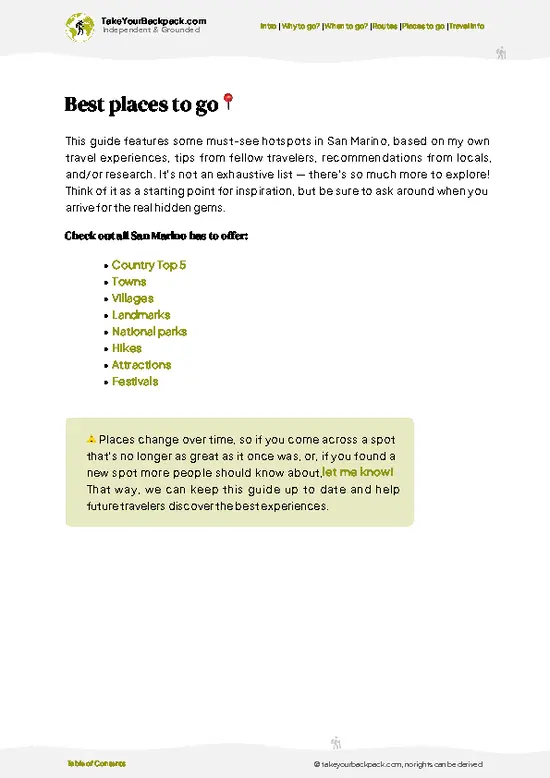 example page 5 from our offline Travel Guide for San Marino